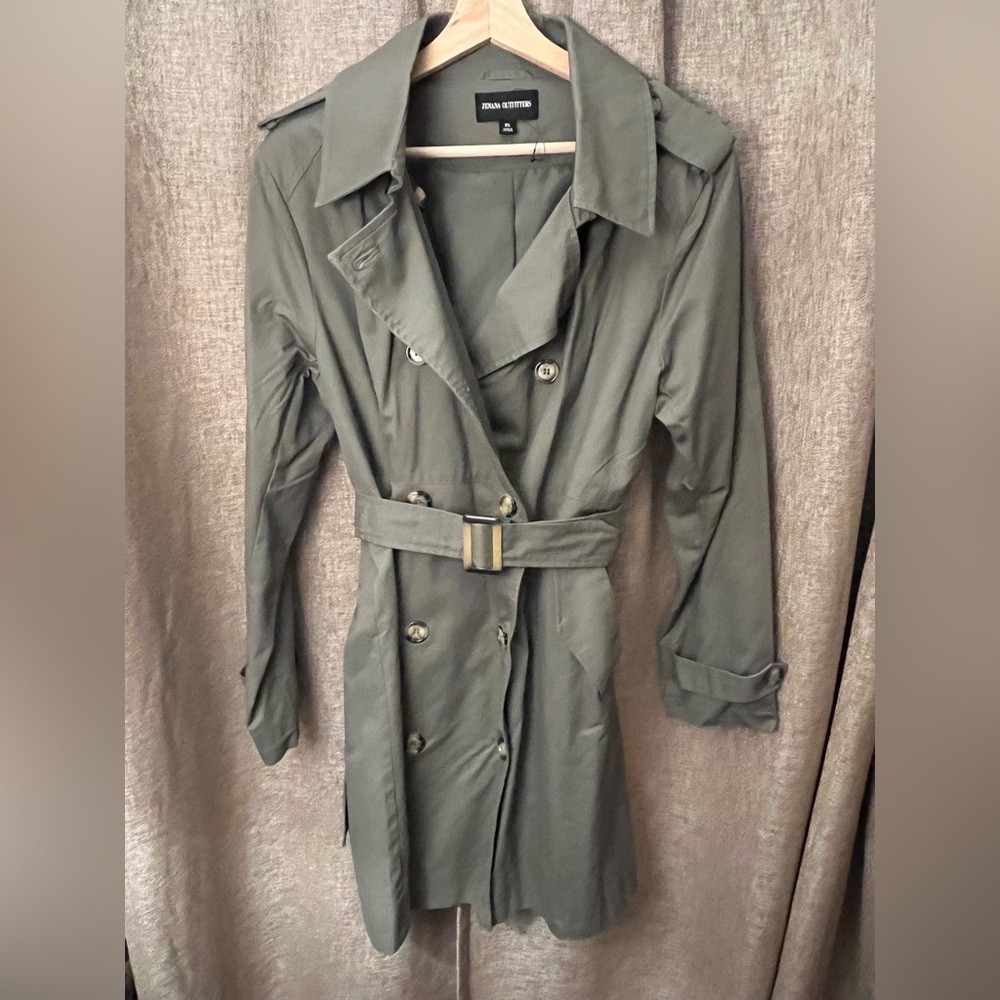 Zenana Outfitters Classic Olive Green Trench Coat